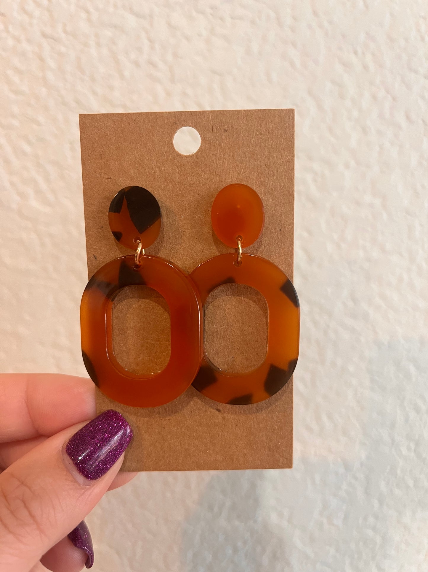 Mixed print post dangle earrings