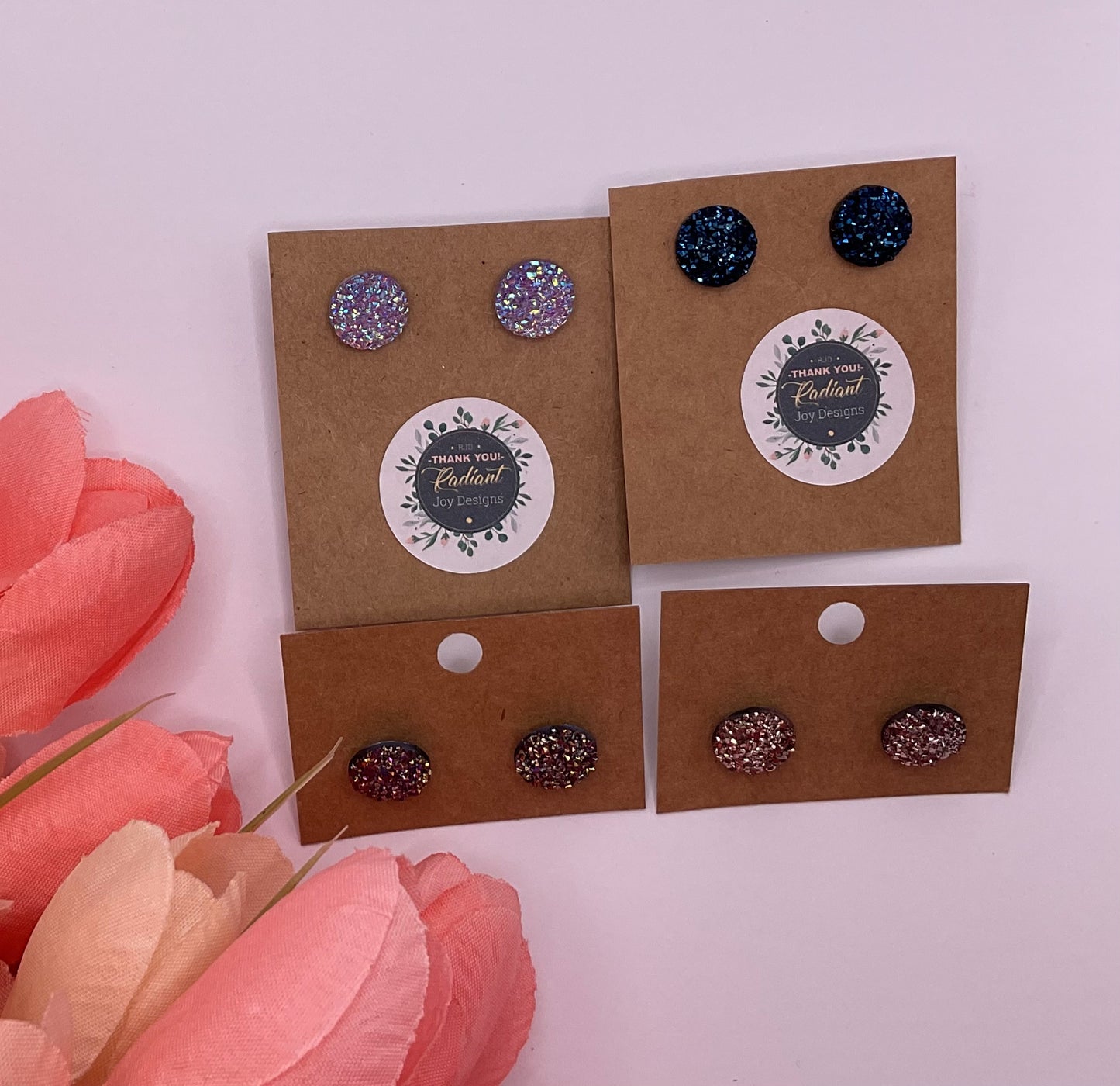 Druzy Stud Post Earrings (purple/blues)