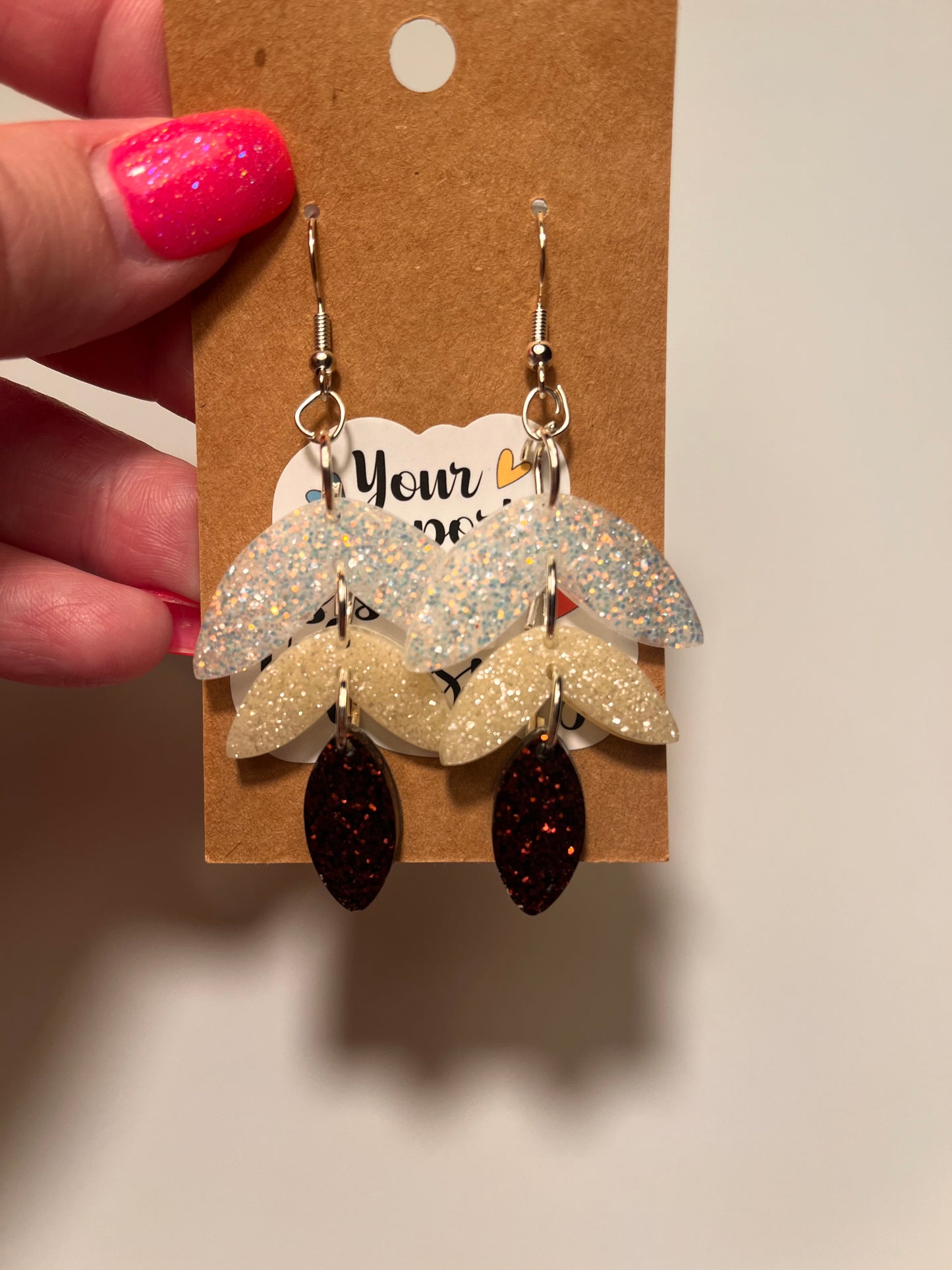 Neutral triple abstract dangle earrings