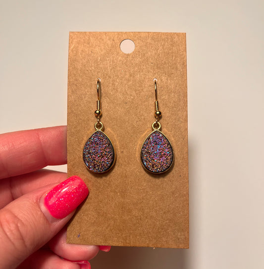 Teardrop druzy dangle earrings
