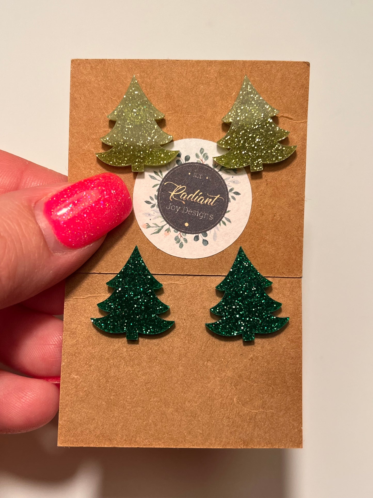 Glitter trees post earrings