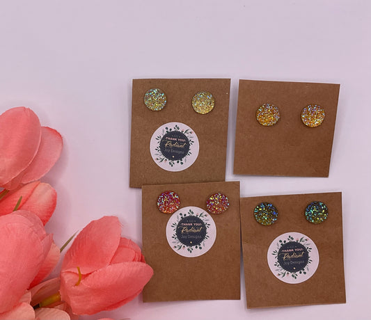 Druzy Stud Post Earrings (yellow/greens)