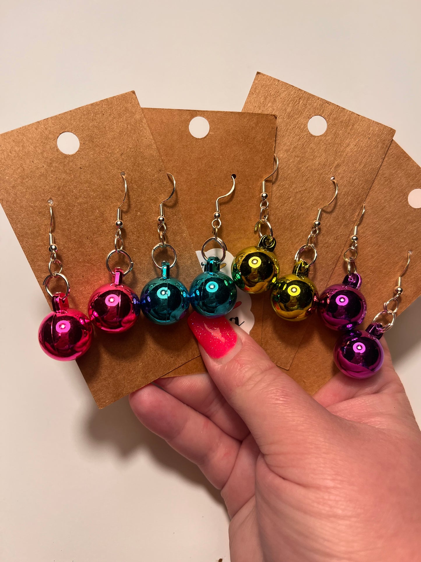 Bright Christmas bulb dangle earrings