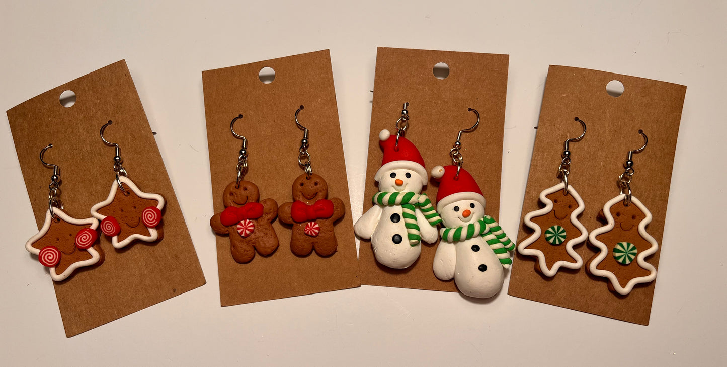 Clay Christmas dangle earrings