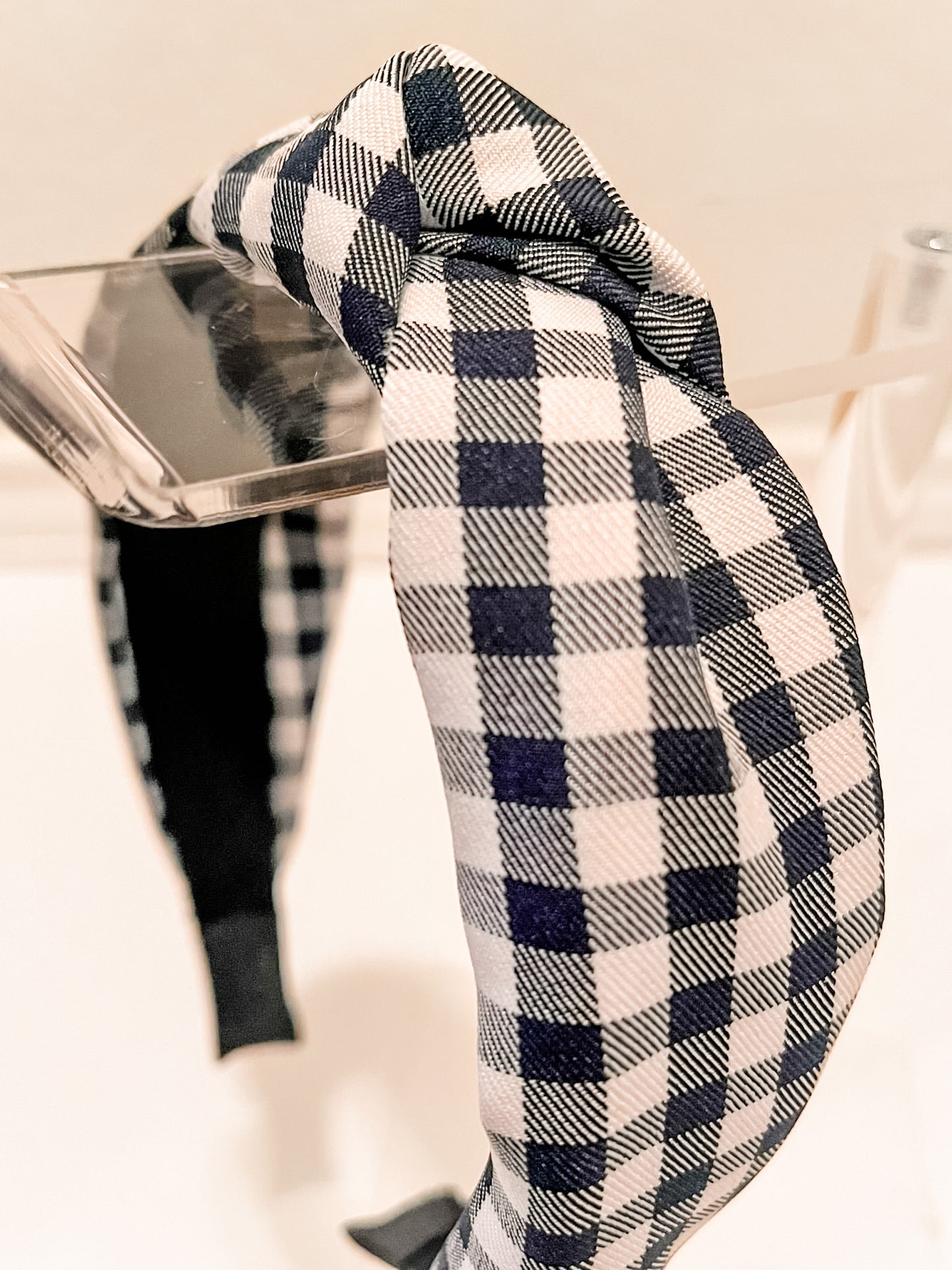Navy Blue Plaid Headband
