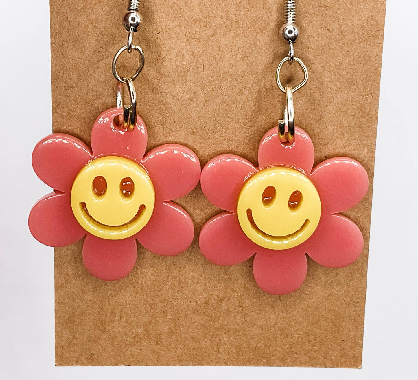 Smiley Flower Dangle Earrings (Choose a color)