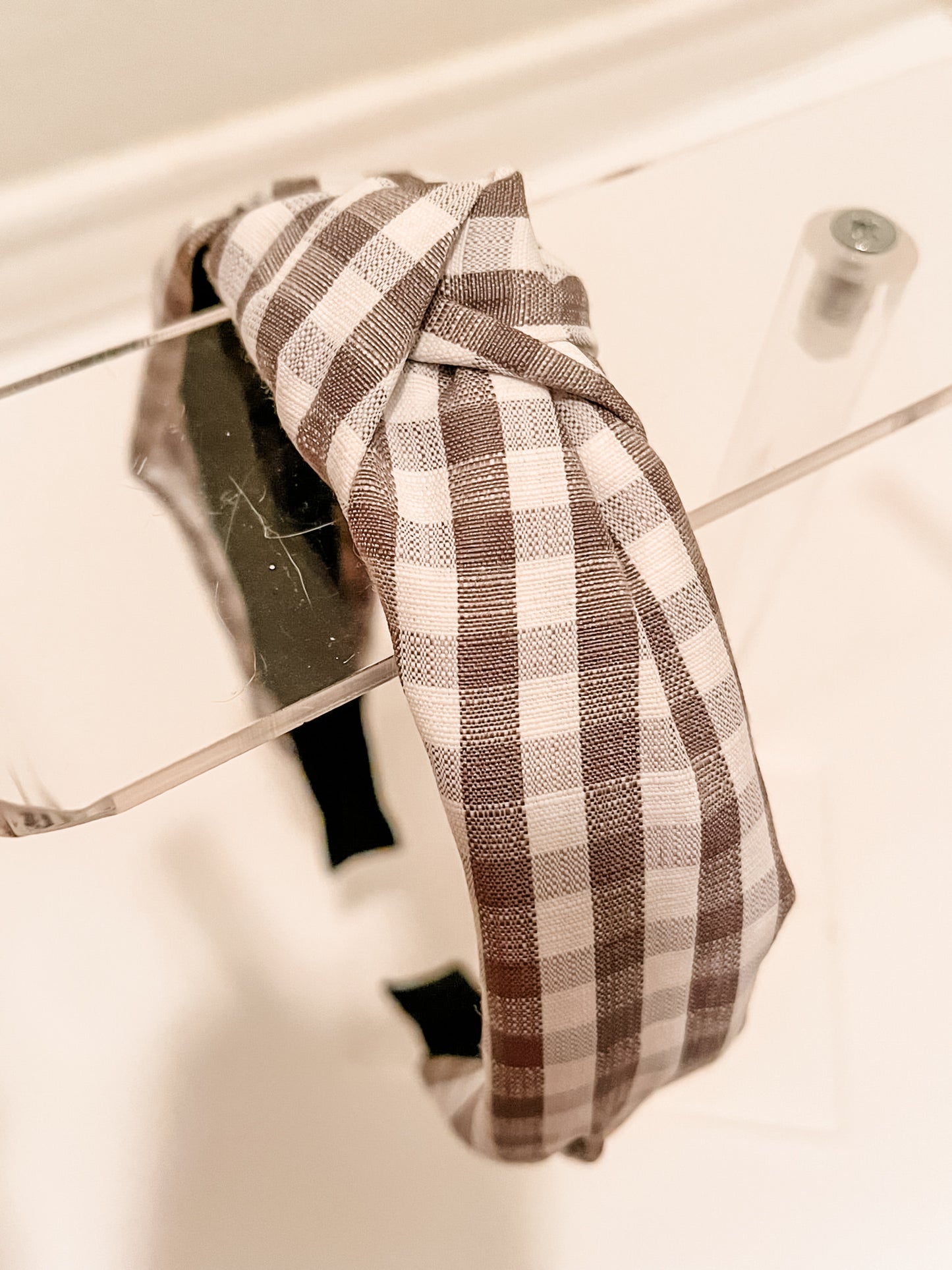 Grey Plaid Headband