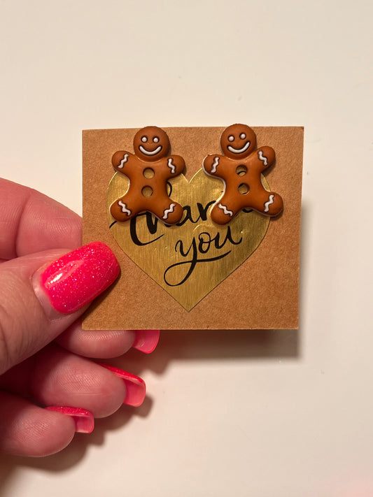 Smiley Gingerbread post earrings