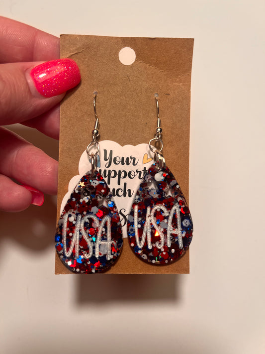 Small USA teardrop dangle earrings