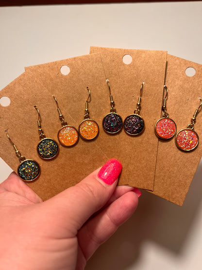 Round druzy dangle earrings