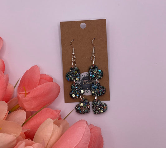 Triple heart Dangle Earrings