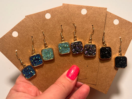 Square Druzy Dangle earrings