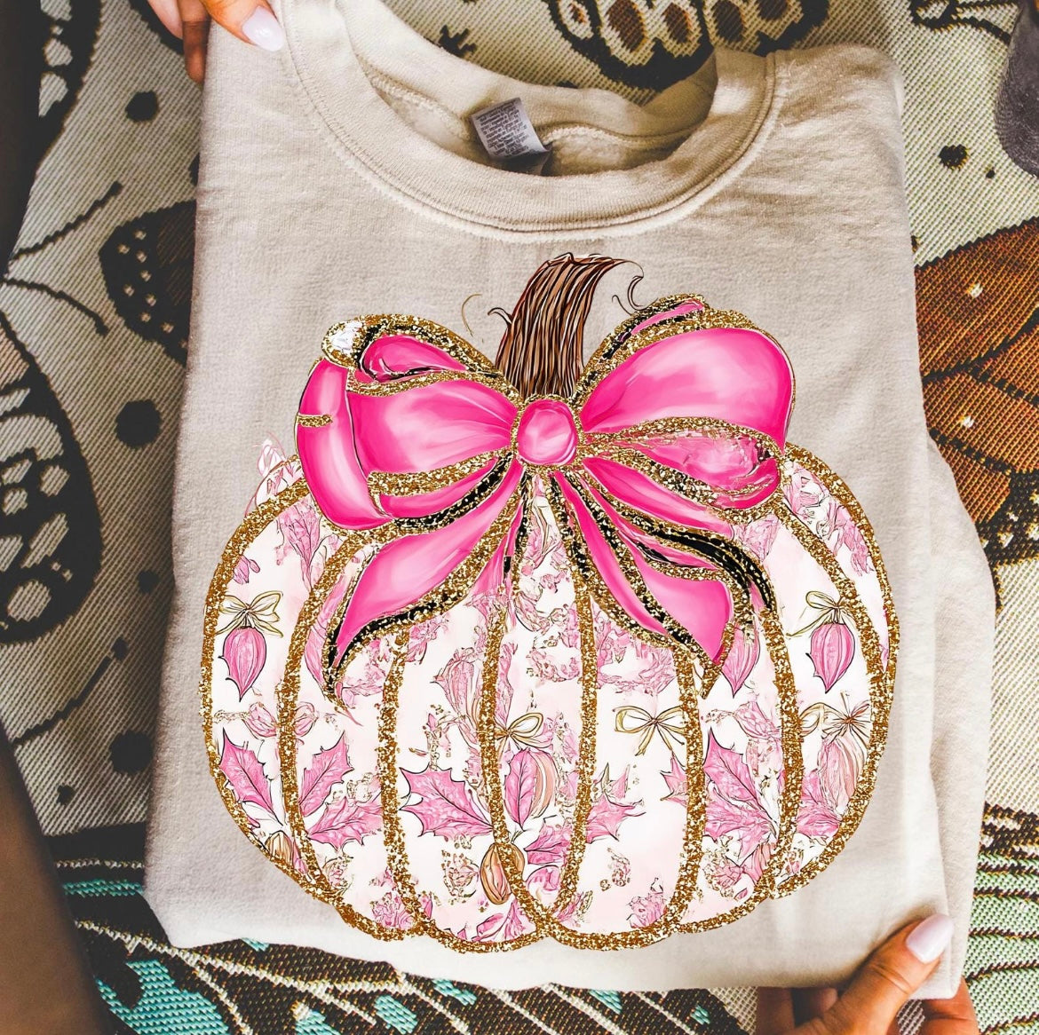 Pink Pumpkin Bow Tee shirt