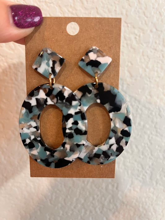 Multicolored acrylic post dangle earrings
