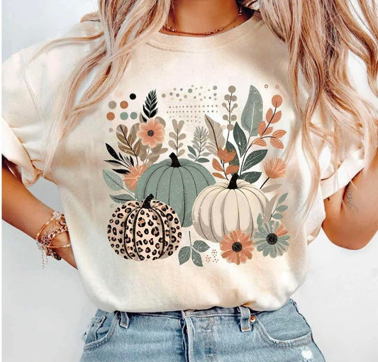 Leopard pumpkin patch tee shirt