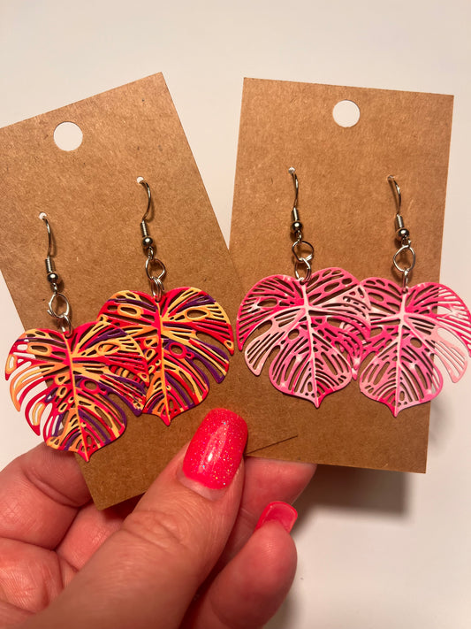 Monstera Leaf Dangle Earrings