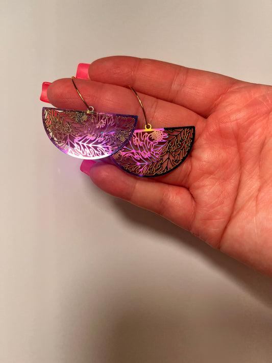 Half circle Leaf Hoop dangle earrings