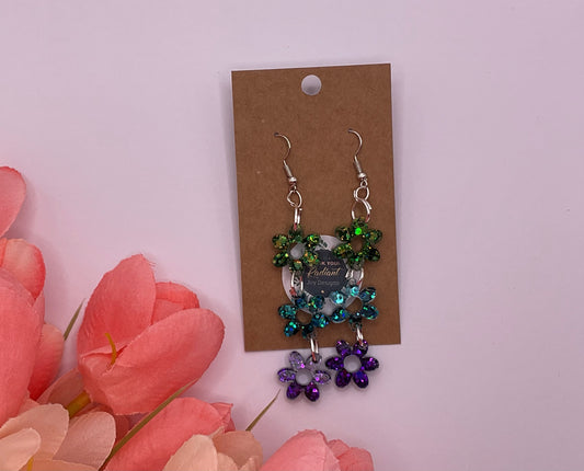 Triple daisies Dangle earrings