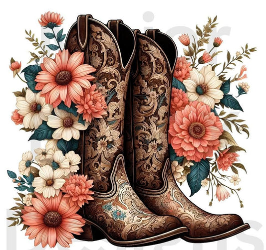 Floral Boots Tee Shirt