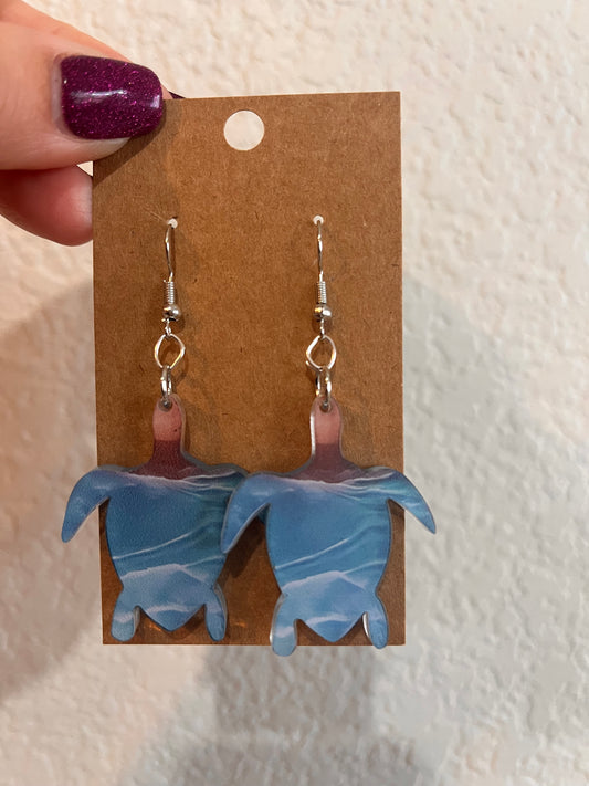 Sea turtle beachy dangle earrings