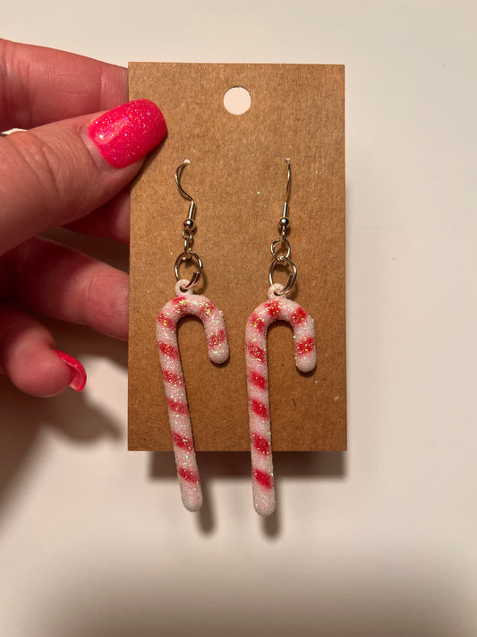 Sparkle candy cane dangle earrings
