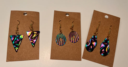 Oil slick dangle earrings