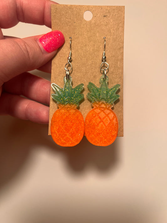 Neon pineapple dangle earrings