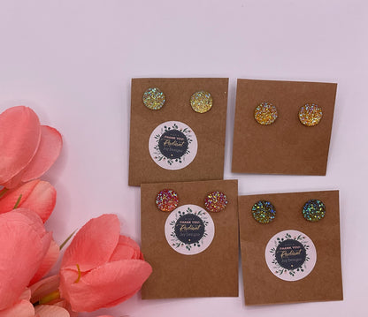 Druzy Stud Post Earrings (yellow/greens)