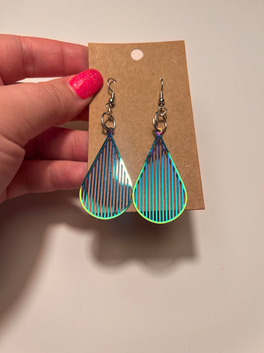 Teardrop dangle earrings blue green