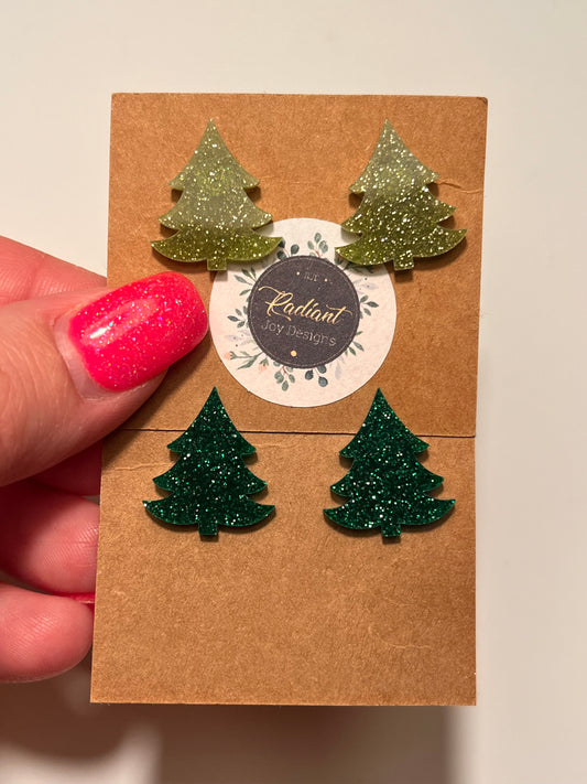 Glitter trees post earrings