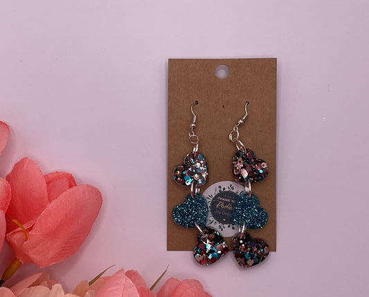 Triple Heart Dangle Earrings