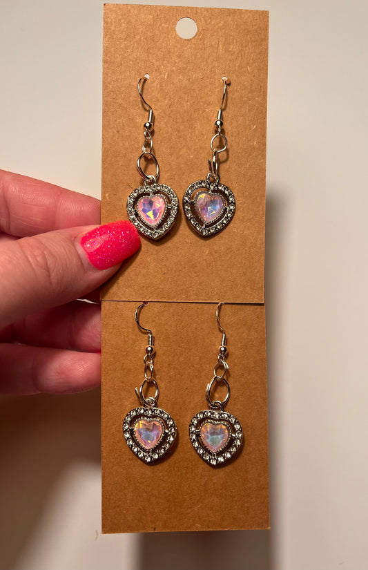 Sparkle Iridescent heart dangles