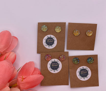 Druzy Stud Post Earrings (yellow/greens)