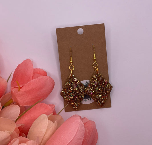 Golden Diamond Dangle Earrings