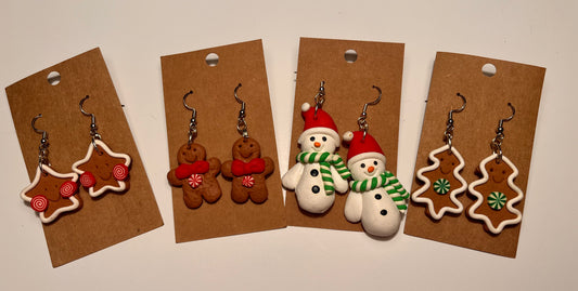 Clay Christmas dangle earrings