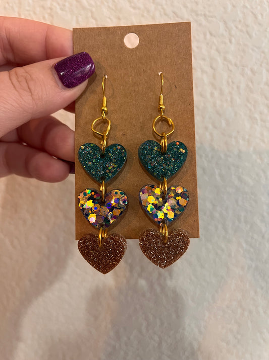Triple Heart dangle earrings
