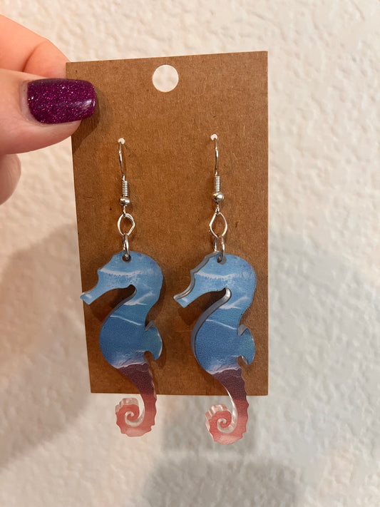 Seahorse beachy dangle earrings