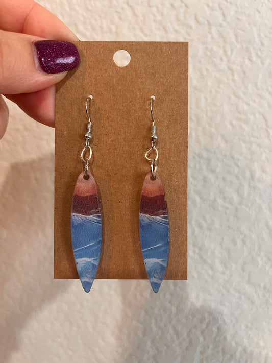 Surfboard beachy dangle earrings