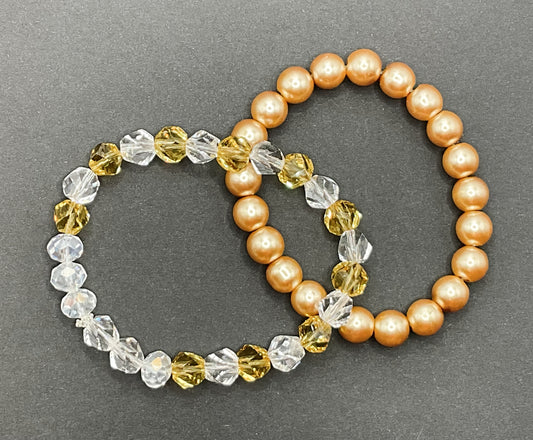 Gold & Clear Bracelets (Set of 2)
