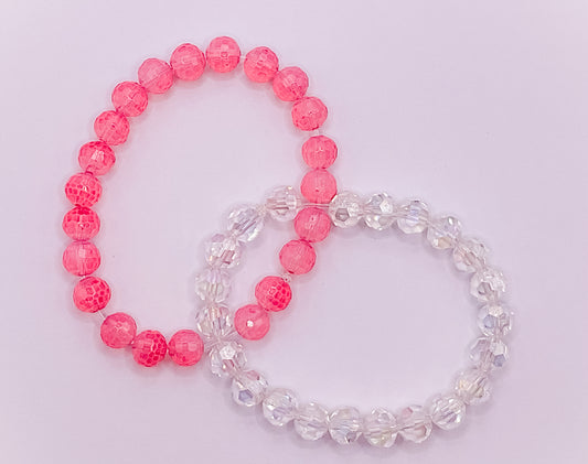 Pink & Clear Bracelets (Set of 2)