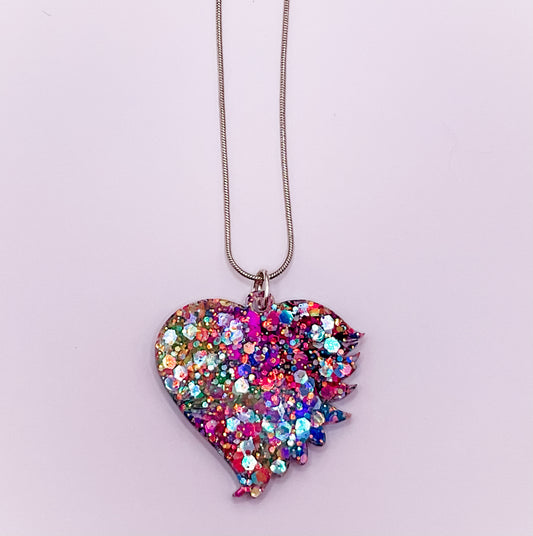 Holographic Angel Heart Necklace