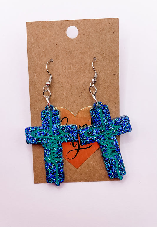 Jesus Cross Dangle Earrings