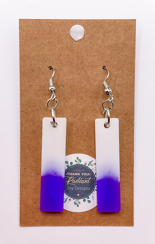 Purple Ombre Rectangle Dangle Earrings