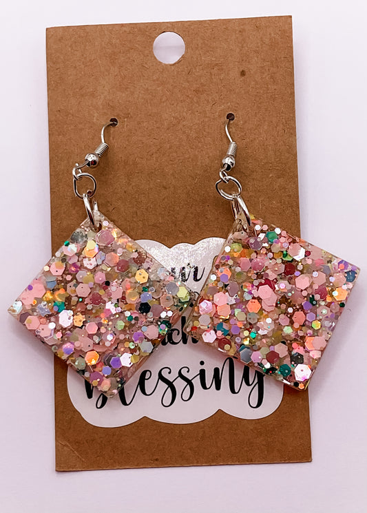 Pastel Diamond Dangle Earrings