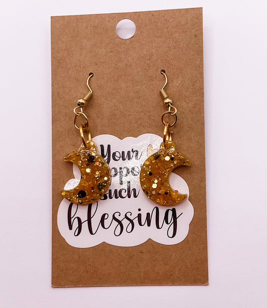 Small Crescent Moon Dangle Earrings