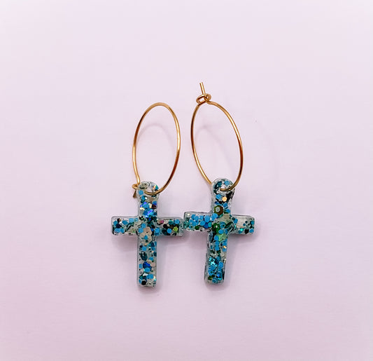 Small Cross Hoop Earrings