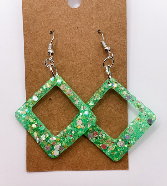 Open Diamond Dangle Earrings