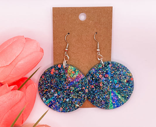 Holographic Circle Dangle Earrings