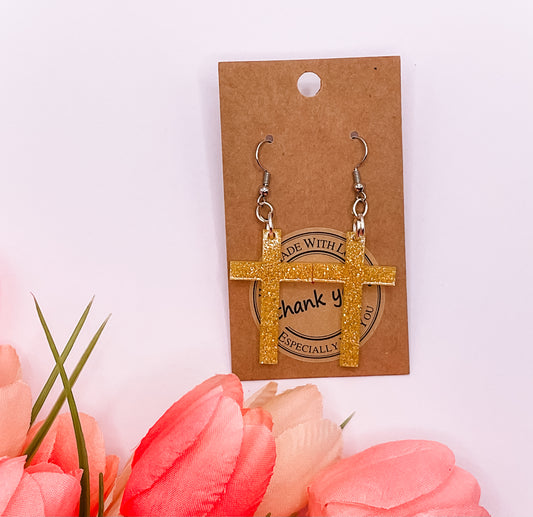 Small Cross Dangle Earrings