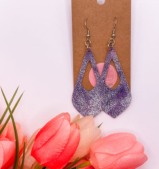 Purple Faux Leather Dangle Earrings